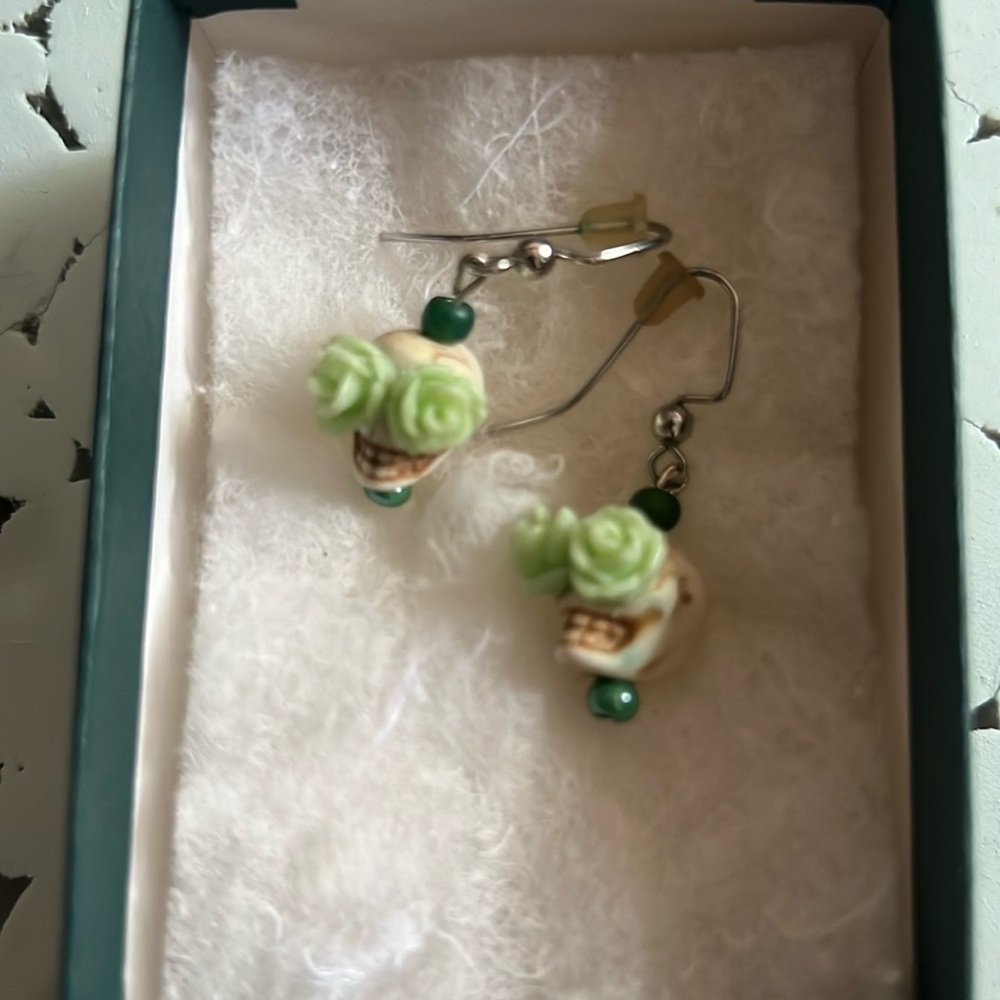 Skull Earrings Floral Eyes Boho Gothic Festival Jewelry